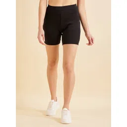 Sweet Dreams Women Black Mid-Rise Lounge Shorts-picture-36