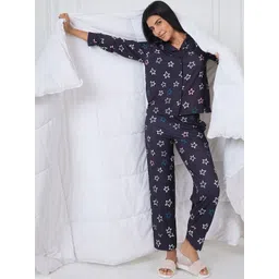 Sweet Dreams Women Conversational Printed Lapel Collar Night Suit-picture-37