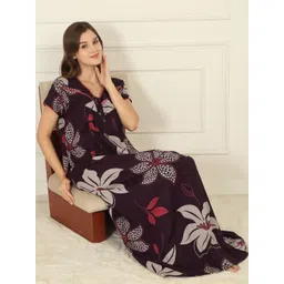 Sweet Dreams Women Cotton Floral Printed Maxi Nightdress-picture-33