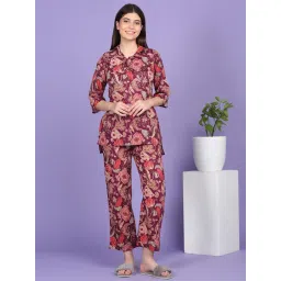 Sweet Dreams Women Floral Print Co-Ord Set Wine-picture-18