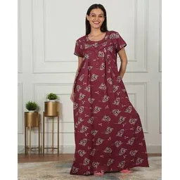 sweet dreams Women Floral Print Round-Neck Nightie-picture-16