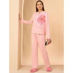 Sweet Dreams Women Floral Printed V-Neck Night suit-picture-19