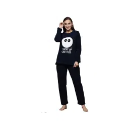 Sweet Dreams Women Graphic Print Regular & Cozy Winter Nightsuit - Navy Blue (Set of 2)-picture-20