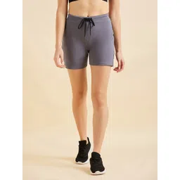 Sweet Dreams Women Grey & Black Mid-Rise Lounge Shorts-picture-38