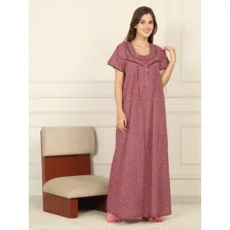 Sweet Dreams Women Pink Floral Printed Full Length Night Dress-picture-38