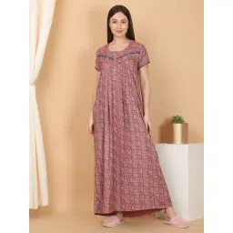 Sweet Dreams Women Pink Printed Full Length Night Dress-picture-37