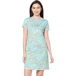 sweet dreams Women Printed Round Neck Half Sleeves Cotton Rich Maxi Nightdress-picture-32