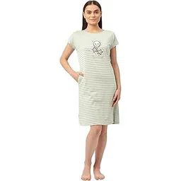 sweet dreams Women Pure Cotton Striped Short Sleeves Nighty (2278AV)-picture-14