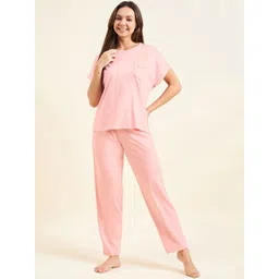 Sweet Dreams Women Solid Round Neck Night suit-picture-15