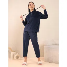 Sweet Dreams Women Solid Tracksuit Navy Blue-picture-13