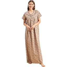 sweet dreams Women's Cotton Maxi Night Dress Relaxed Nightgown-picture-30