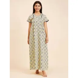 Sweet Dreams Yellow Cotton Printed Night Gown-picture-22