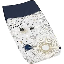 Sweet Jojo Designs Star and Moon Boy or Girl Baby Nursery Changing Pad Cover - Navy Blue, Gold, and Grey Celestial Sky Stars Gender Neutral Unisex-image-44