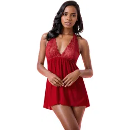 SweetFlirt Enterprises Women Red Halter Neck Baby Doll-picture-27