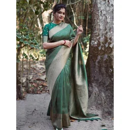 SWEETPEL Chevron Woven Design Zari Banarasi Saree-picture-16