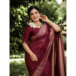SWEETPEL Ethnic Motifs Woven Design Zari Banarasi Saree-picture-31
