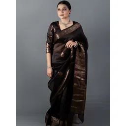 SWEETPEL Ethnic Motifs Woven Design Zari Banarasi Saree-picture-30