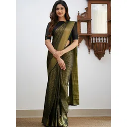 SWEETPEL Ethnic Motifs Zari Banarasi Saree-picture-29