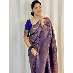 SWEETPEL Paisley Woven Design Zari Banarasi Saree-picture-34