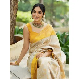 SWEETPEL Women Woven Design Zari Banarasi Saree-picture-10