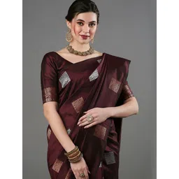 SWEETPEL Women Woven Design Zari Banarasi Saree-picture-21