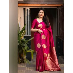 SWEETPEL Women Woven Design Zari Banarasi Saree-picture-22