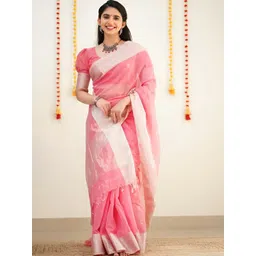 SWEETPEL Woven Design Zari Banarasi Saree With Blouse Piece-picture-41