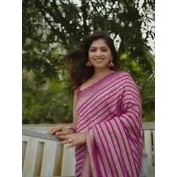 SWEETPEL Woven Design Zari Banarasi Saree With Blouse Piece-picture-15