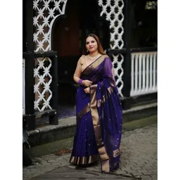 SWEETPEL Woven Design Zari Kanjeevaram Banarasi Saree With Unstiched Blouse Piece-picture-32