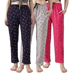 swellswag Women Lounge Pyjamas - 100% Cotton - All Over Print, Side Pockets, Soft Fabric, Drawstring Waist - Pack of 3-picture-16