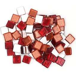 Sweven Art Mosaic Tiles, 15x15mm Square, 4mm Thick, Textured Surface Tiles, Red & Orange Color (Pack of 200Gms)-picture-15