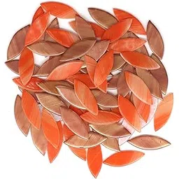 Sweven Art Mosaic Tiles,40x15mm Size Leaves, 3mm Thick, Orange & Brown Brushing Effect (Pack of 200Gms)-picture-28