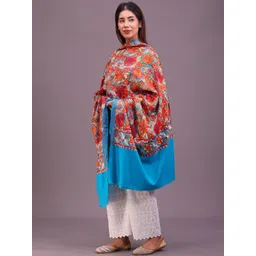 SWI Stylish Floral Aari Embroidered Thread Work Pashmina Pure Woollen Shawl-picture-37
