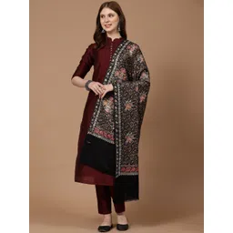 SWI Stylish Floral Aari Embroidered Woollen Shawl-picture-19