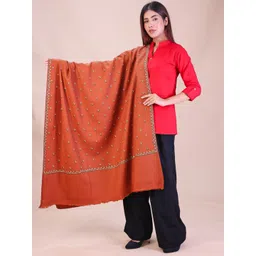 SWI Stylish Floral Embroidered Thread Work Pashmina Pure Woollen Shawl-picture-12