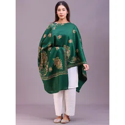 SWI Stylish Floral Embroidered Thread Work Pashmina Pure Woollen Shawl-picture-13