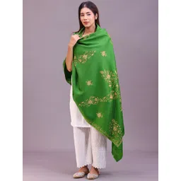 SWI Stylish Floral Embroidered Thread Work Pashmina Pure Woollen Shawl-picture-30