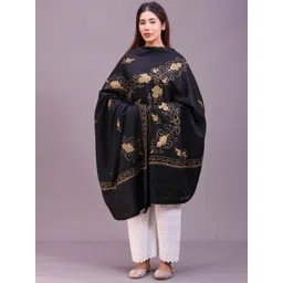 SWI Stylish Floral Embroidered Thread Work Pashmina Pure Woollen Shawl-picture-18