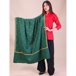 SWI Stylish Floral Embroidered Thread Work Pashmina Pure Woollen Shawl-picture-23