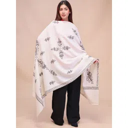 SWI Stylish Floral Embroidered Thread Work Pashmina Pure Woollen Shawl-picture-10