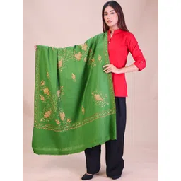 SWI Stylish Floral Embroidered Thread Work Pashmina Pure Woollen Shawl-picture-35