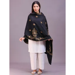 SWI Stylish Floral Embroidered Thread Work Pashmina Pure Woollen Shawl-picture-21