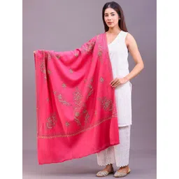 SWI Stylish Floral Embroidered Thread Work Pashmina Pure Woollen Shawl-picture-22