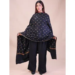 SWI Stylish Floral Embroidered Thread Work Pashmina Pure Woollen Shawl image 1