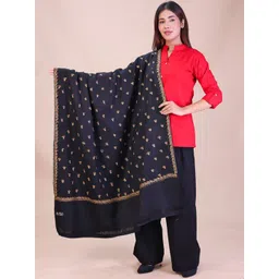 SWI Stylish Floral Embroidered Thread Work Pashmina Pure Woollen Shawl image 3