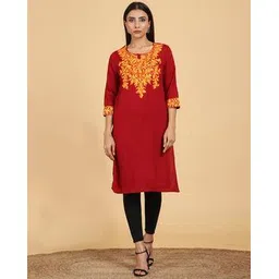 swi stylish Floral Embroidery Straight Kurti-picture-11