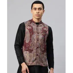 swi stylish Men Paisley Print Tailored Fit Nehru Jacket-picture-34