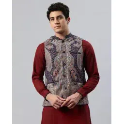 swi stylish Men Paisley Print Tailored Fit Nehru Jacket-picture-35