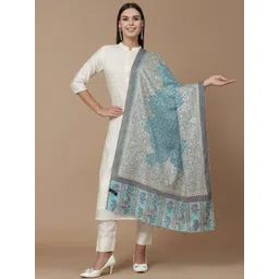 SWI Stylish Paisley Printed & Aari Embroidered Shawl-picture-17