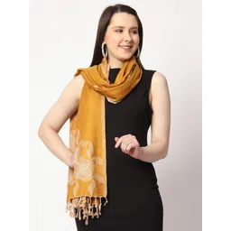 SWI Stylish Tasselled Floral Woven Design Stole-picture-24